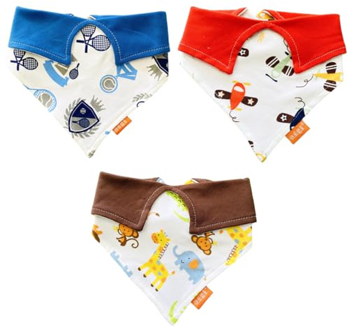 NHQZ 3 Pièces Bavoirs Bébé Bavoirs Triangulaires 100% Coton Bavoir Bandana Pour Bebe Doux Absorbant Respirent pour unisexes Bebe