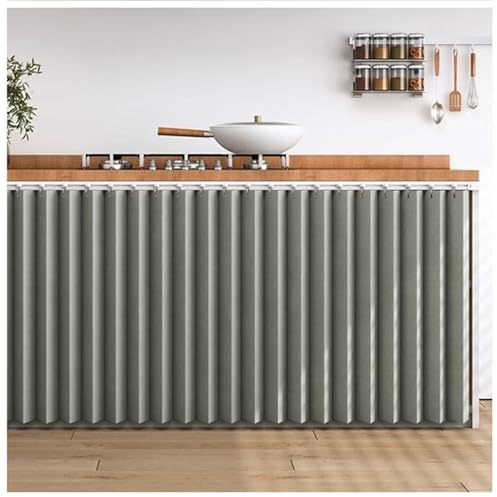 rideau Étanche à la Poussière Sous Evier, Cache Placard Piste Silencieuse Meuble Rideau Cuisine Épreuve de L'eau Armoire de Cuisine, Cafétéria, Café (Gris, WxH 80x50cm)