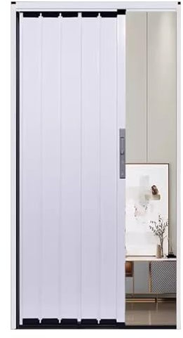 Plisserad hopfällbar Concertina dörr inre utrymmesbesparande garderobspanel med 142 x 203 cm bredd vit färg