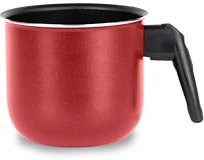 Zanetti, Bollilatte in Alluminio Linea Adriatica, Pentolino Latte Diametro 10 cm, Impugnatura Ergonomica, Bricco Latte, Colore Rosso, No Induzione, Made in Italy