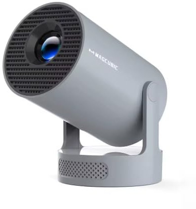 Mini Projector Upgraded HY300PRO+ 4K Support Full HD 720P Built in Soundbase Speaker 8k Lumens Android 11 WiFi6 BT5.4 Projector Indoor Outdoor Kids Bedroom 180 Rotation Auto Keystone Focus Grey