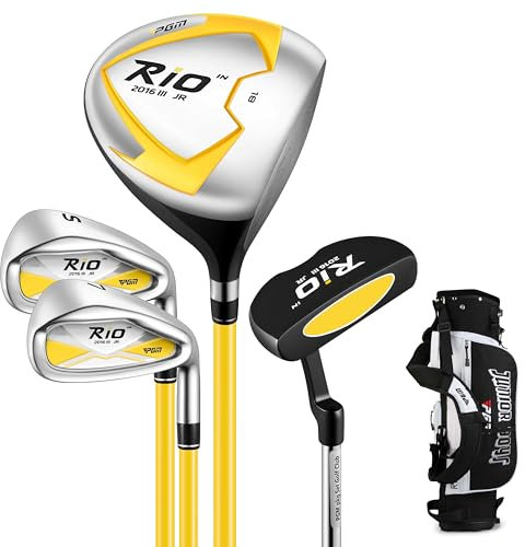 PGM Set di mazze da golf per bambini, per destrorsi, driver Sweet Spot 360 cc, asta leggera in grafite, borsa con supporto da golf