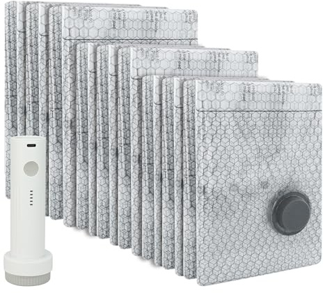 9 st. vakuumpåsar för kläder, resa, vakuumpåsar med pump (3 x 40 x 50 cm, 3 x 40 x 60 cm, 3 x 50 x 60 cm) återanvändbara utrymmesbesparande vakuumpåsar för kläder för resväska resor, daglig förvaring