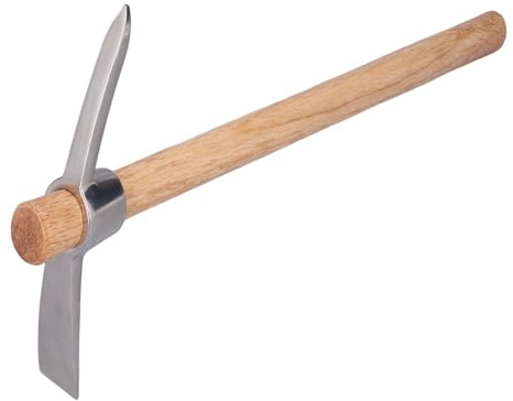 Picconi da Giardinaggio, Zappa per zappa in Acciaio Inossidabile con Manico in Legno per Trapiantare Scavare Piantare Allentare il Terreno Campeggio o Prospezione