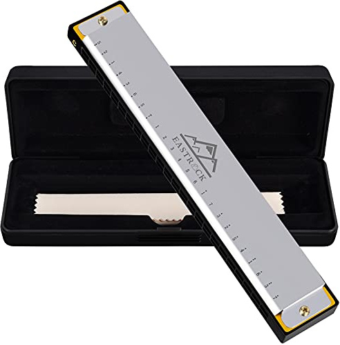EastRock Harmonica 24 Holes 48 Tunes, Key of C, Mouth Organ for Beginners - Mini Blues Harmonica with Case & Cleaning Cloth