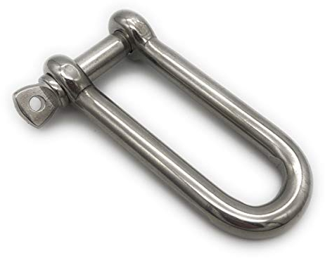 1 Stk. Edelstahl Schäkel lange Form ø 8 mm, V4A A4 AISI 316 Niro Rostfrei Rundschäkel D-Schäkel Drahtseil Verbinder mit Augenbolzen INOX Stainless Steel [Größe Wählbar 4 5 6 8 10 12 mm] (8mm,1x)