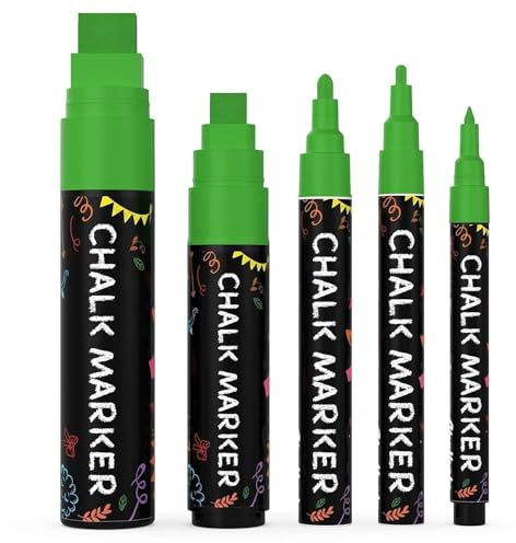 5 Green Chalkboard Chalk Pens - Green Dry Erase Markers for Blackboard