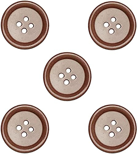 Libiline 100pcs Resin Button Solid Color 4Holes Craft Clothe Sewing Card Making Sweater Shirt (Brown, 1(25mm))