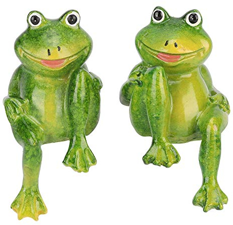 Fdit 2 pièces Mini Mignon résine Assis Grenouilles Statue Bureau décoration Sculpture Paysage pour Patio Yard Art Jardin Ornement