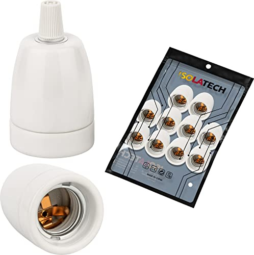 ISOLATECH 10pcs E27 portalámparas de cerámica con alivio de tensión LED bombillas de ahorro de energía (max.250V/4A) bombillas empotrado en el techo cocina zócalo cuarto de baño resistente al calor