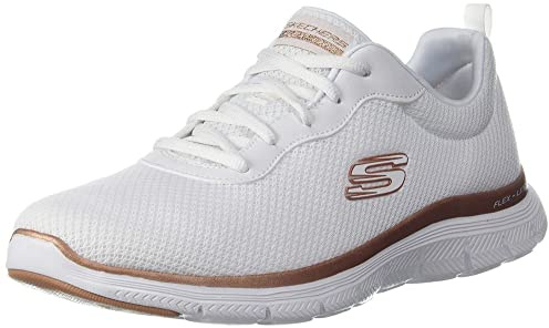 Skechers Damen Low-Top Sneaker Flex Appeal 4.0 Brilliant View, Frauen Sneakers,Halbschuhe,straßenschuhe,Strassenschuhe,Leger,Weiß,42 EU