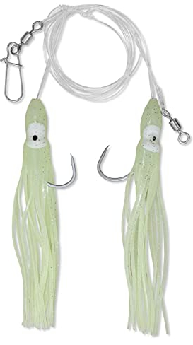 Rhino Premium Steinbeißer Vorfach mit Angelhaken für sofortigen Einsatz monofile Angelschnur Meeres-Angelzubehör, selbstleuchtend, 1,15 m