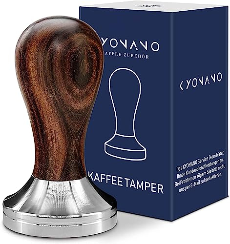 KYONANO Tamper à café 51 mm – Tamper à expresso 51 mm – Presse à expresso – Tamper à expresso à la main avec base en acier inoxydable et poignée en bois Chacate Preto