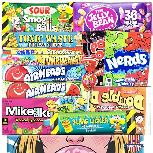 Crazy Sour Box - Import USA - Idée cadeau parfaite - Top ventes - Cadeau d'anniversaire de Pâques - Bonbons américains - Best Products.