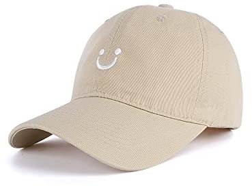 Hebenie Baseballkappen für Frauen – Baumwolle Damen Baseballkappen Verstellbar Casual Sommer Outdoor Sport Peak Caps für Frauen Mädchen UK Smiley Gesicht Bestickt
