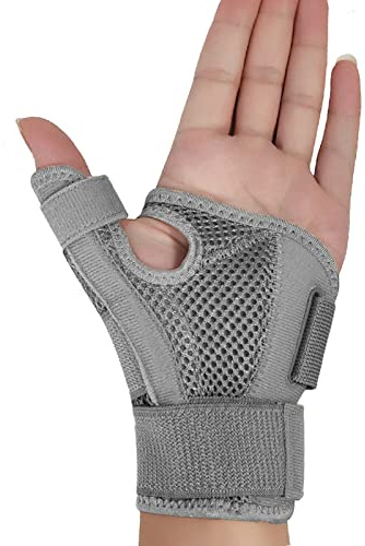 SONGQEE Upgraded Wrist Thumb Supports Splint Brace Adjustable Strap, Carpal Tunnel, Arthritis, Tendonitis, Hand Sprains, Sports Finger Guard Immobilizer fit Left/Right Hand, Upgraded-Grey