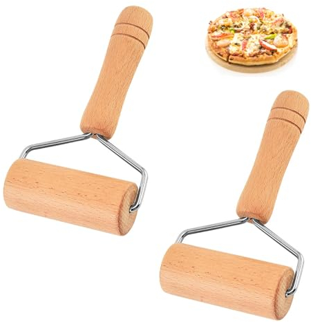 2 Pezzi Rullo di Pasta per Pizza Rullo per Pizza in Legno con Manico Rulli per Pasta per Pizza Antiaderente Mattarello T-Tipo Applica a per Pasticceria Tortilla Pizza Biscotti e Altro (T-Tipo)