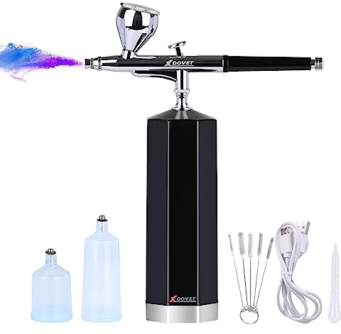 XDOVET 30PSI Airbrush Kit, wiederaufladbare Airbrush Dual-Action Airbrush, Auto Handheld Airbrush Set für Makeup, Nail Art, Tortendekoration, Tattoo, Modellfärbung