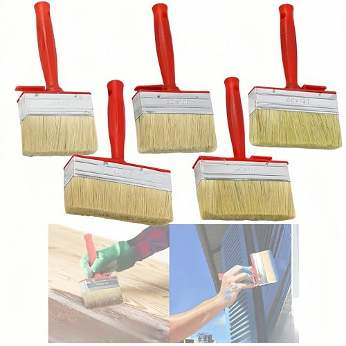 HJYDGJ 5 Stück Pinselset Wandfarbe Flachpinsel Set Kunststoffborsten Pinsel FläChenstreicher Wandpinsel Wand MöBel Lack Pinselset Malerpinsel für Maler und Wartungsarbeiten im Freien