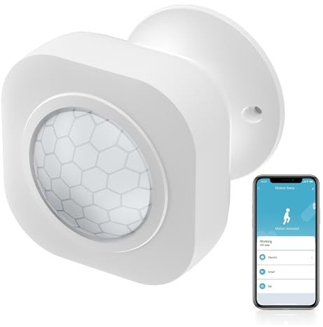 Wi-Fi Motion Sensor: Tuya Smart PIR Motion Detector with App Alerts, Battery Powered, Infrared Wireless Alarm System for Alarm System & Smart Home Automation (wifi version)