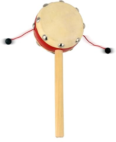 Tambor de cascabel para niños, Tambor de cascabel - Sonajero musical de madera,Tambor de cascabel de estilo chino, tambor de cascabel de madera, instrumento de percusión tradicional chino para niños
