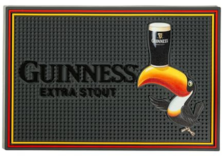 Guinness - Tappetino da bar extra robusto, 45,7 x 30,5 cm, resistente e lavabile in lavastoviglie, accessorio da bar con iconico design Gilroy Art Tucano per la casa o il pub