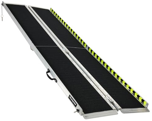 Huayaw Wheelchair Ramp 8FT, Anti-Slip Aluminum Folding Handicap Portable Ramp, Wheelchair Ramps for Home Steps, Stairs, Doorways, Scooter Ramp