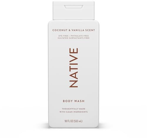 Native Gel de Ducha para Mujeres y Hombres – Sin Sulfatos ni Colorantes – Aroma a Coco y Vainilla – Gel de Baño Suave con Ingredientes de Origen Vegetal (532ml)