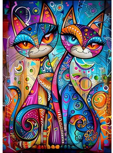 EOBROMD 5D Diamond Painting Kit Completo Gatto, Animale Pittura Diamante FAI DA TE, Diamond Painting Adulti, Strass Ricamo a Punto Croce Painting per Decorazione Casa 30x40cm