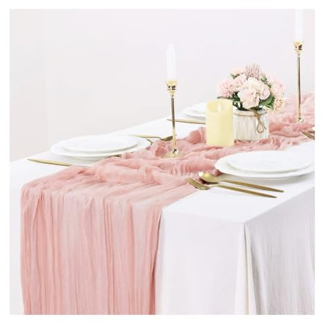 YZROHYI Camino de mesa de muselina 90 x 300 cm, decoración de mesa estilo bohemio chic, tejido de terracota