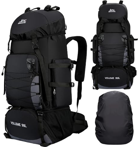 DEIUOGE Waterproof Rucksack 90L Large Rucksack Backpack for Travelling Men Survival Camping Hiking Backpack Lightweight Backpack with Rain Cover