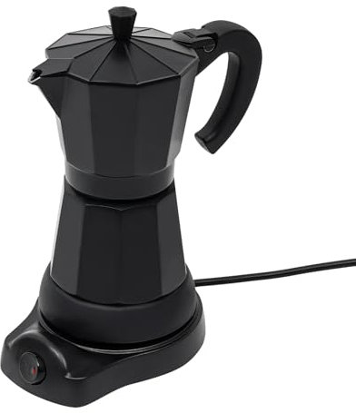 JUUTALK Caffettiera Elettrica Caffettiera Caffettiera Piccola Macchina Espresso Da Viaggio, Macchina Elettrica In Acciaio Inox Moca Portatile Macchina Moka, 6 Tazze Moka Brocca Nero 300 ml
