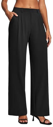 Heathyoga Womens Dress Pants Pull On Wide Leg Stretchy Work Pants Women Business Casual Outfits Slacks for Women Trousers Black