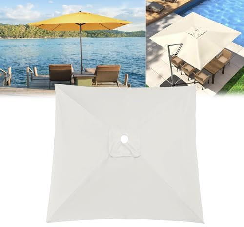 Esterni Da Giardino Telo Di Ricambio Per Ombrellone, 2x2m 4 Stecche, 2x3m 6 Stecche, 3x3m 8 Stecche, Con Presa D'Aria Superiore, In Resistente Poliestere, Impermeabile, Protezione UV(White,300X300cm)