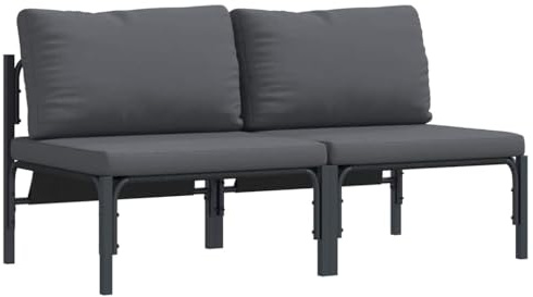 vidaXL Mobili da Esterno 2 PCS Antracite 80 x 80 x 71 cm Acciaio, Giardino e terrazza, Divano Esterno Moderno, Set di Lounge angolare, mobili da Patio, soluzioni di Seduta modulari
