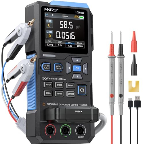 FNIRSI LC1020E 100kHz LCR Meter, 19,999 Counts Resistor Inductor Capacitor Tester, Auto Component Detect, Measures ESR/Q/D/θ/X, 2.8” Color TFT, Dual Parameter Display, Sorting & Open/Short Calibration