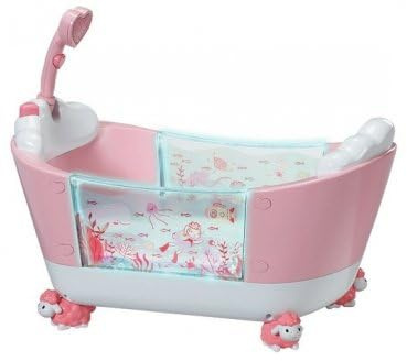 Baignoire Magique Rose avec douchette, Sons et lumieres - pour Poupon Poupee 30/36 / 43 cm - Accessoire Bain - Set Jouet Imitation avec Carte Animal