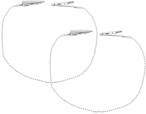 Healeved Clip Porta Bavaglino Dentale in Acciaio Inox con Morsetto Sicuro e Catena Argento, Portatile, 2 Pezzi per Adulti e Anziani, per Cliniche e Uso Domestico