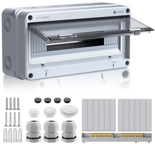 Neoteck Caja de Distribución Eléctrica de Superficie 18 Módulos Cuadro de Distribución Caja Estanca Exterior Impermeable IP65 para Interior y Exterior