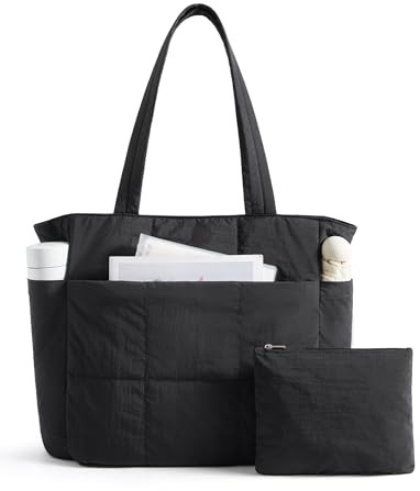 LIGHT FLIGHT Tote Bags for Women -15.6 Laptop Travel Tote with 26.5L | Large Capacity, Lightweight Quilted Handbag, Multiple Pockets, Waterproof for Back to School, College, Teacher, Work & Beach