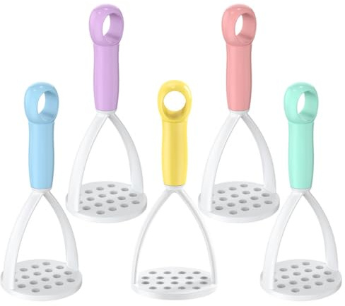 BESPORTBLE Lot de 5 Presse-purées Manuels pour Pommes de Terre, Outil de Broyage Réutilisable en Plastique Coloré, Presse-fruits Compact Cuisine et Préparation D’aliments Bébé