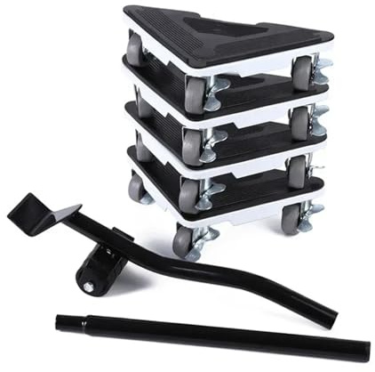 Furniture Moving Transport Roller Set Removal Lifting Tool Wheel Bar Mover Heavy Stuffs Device Hand Tools(5PCS Black Big)