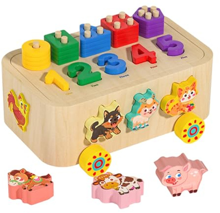 Gralara Giocattolo Educativo per Lo Sviluppo Sensoriale Dei Bambini, Blocchi Da Costruzione per L'apprendimento Precoce, Carrello