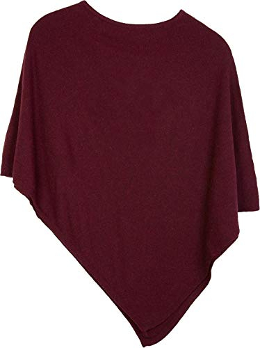 styleBREAKER Damen Feinstrick Poncho in Unifarben, leicht asymmetrischer Schnitt, Ärmellos, Rundhals 08010042, Farbe:Bordeaux-Rot