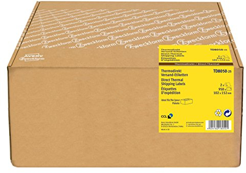 AVERY Zweckform TD8050-25 Thermodirekt Versandetiketten (102 x 152 mm, 2 Rolle/950 Etiketten) weiß
