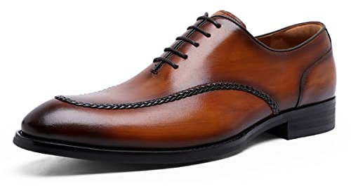 DESAI Chaussures de Ville à Lacets Derby pour Hommes, Marron, 45 EU