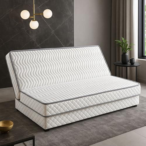 Literie Julien Matelas Ferme pour Tous Clic Clac 140x190 x 10 cm - Découpe Assise 70 cm - 5 Zones de Confort - Noyau Poli Lattex HR Dernière Génération - Très Respirant