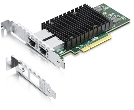 H!Fiber 10Gb PCI-E Network Card NIC, Dual RJ45 Copper Ports, Compare to Intel X540-T2, with Intel X540-BT2 Chip, PCIe X8, 10Gbase-T Ethernet LAN Adapter Support Windows Server/Windows/Linux/VMware ESX