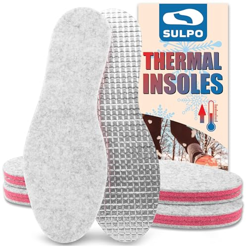 SULPO 3 Paires Semelles d'hiver - Semelles chaussures confort - Semelles en feutre 6 mm - Semelles chaudes pour les jours froids - Semelles chaussures thermique - 36-46 EU