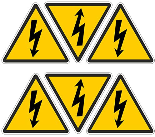 Pubblimania Autocollants triangulaires Danger électrique avec impression pour l'extérieur/l'intérieur. Impression extérieure - durabilité intérieure 6pz (10 x 9 cm)